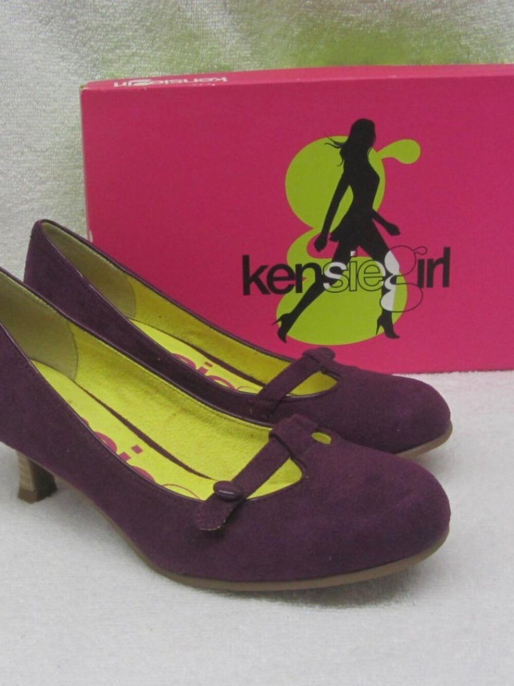 NEW Kensie Girl RASPBERRY Purple Suede Shoes Sz 6 - Small Heel Round Toe in BOX